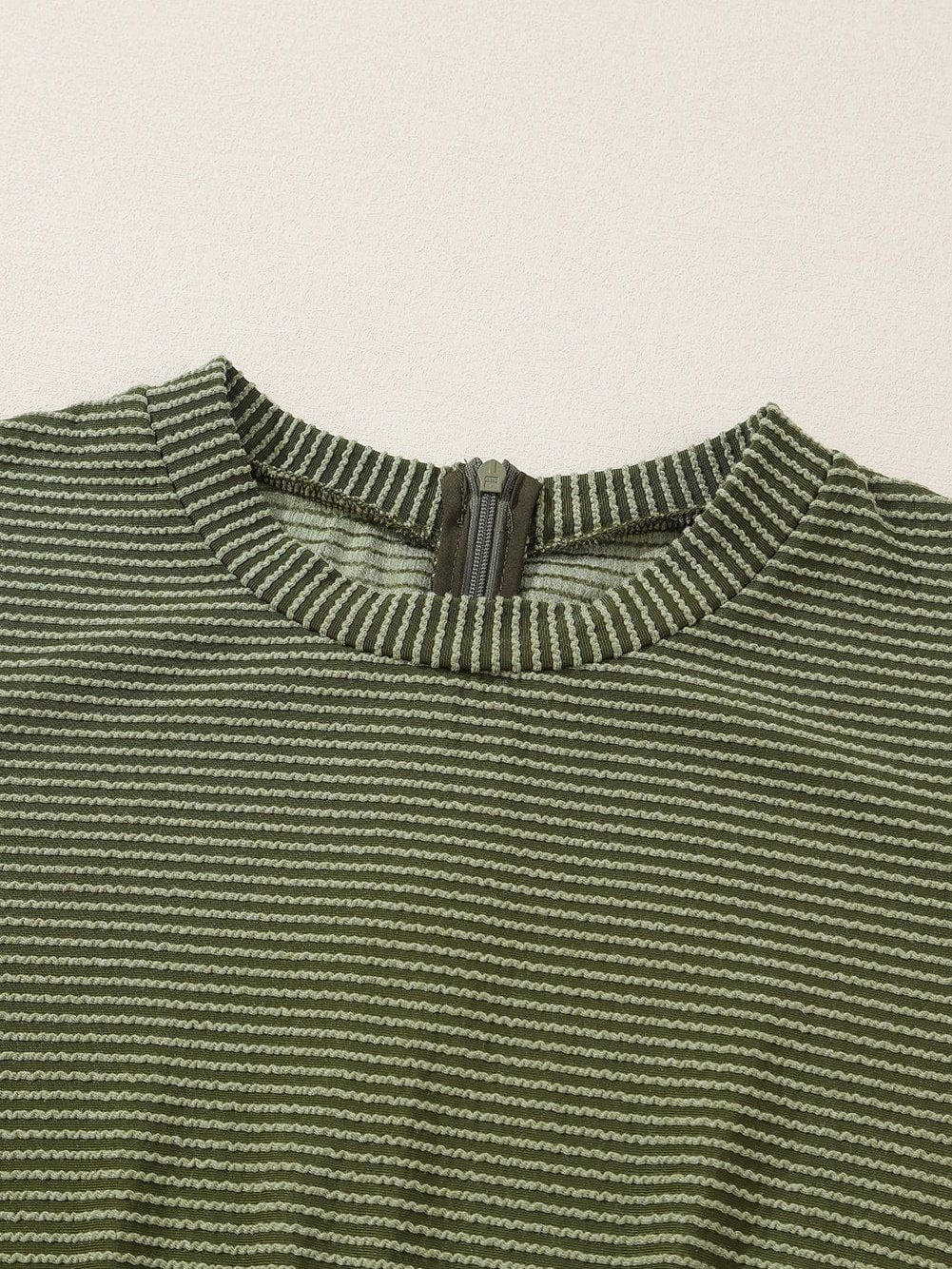 Green Corded Drawstring Romper with Long Sleeves