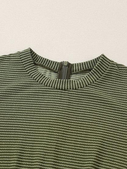 Green Corded Drawstring Romper with Long Sleeves