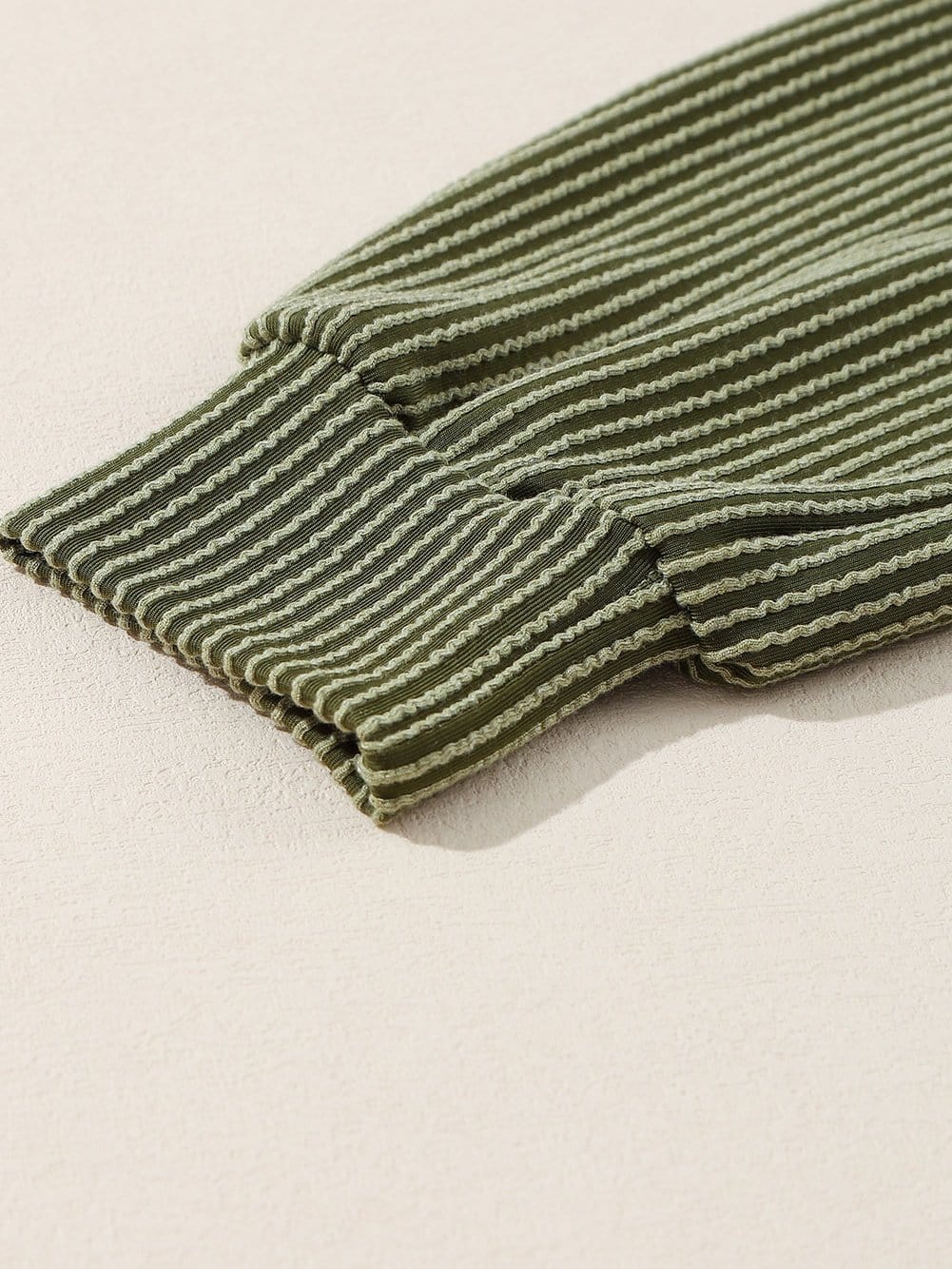 Green Corded Drawstring Romper with Long Sleeves