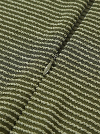 Green Corded Drawstring Romper with Long Sleeves