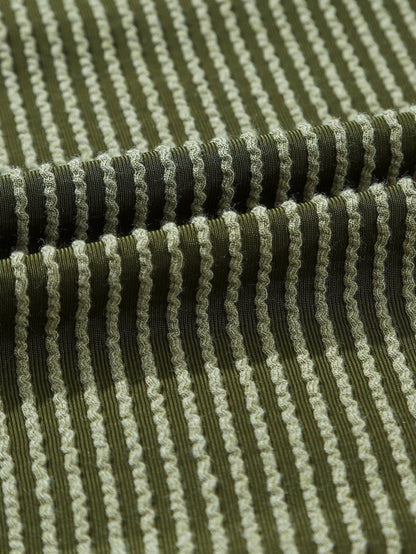 Green Corded Drawstring Romper with Long Sleeves