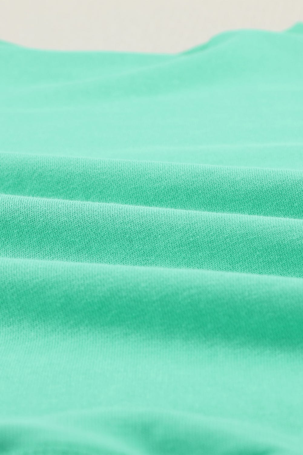 Green Crew Neck French Terry Pullover Sweatshirt for Women