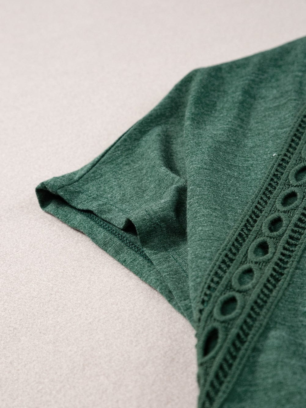 Green Crochet Lace Bat Sleeve Oversized Tee