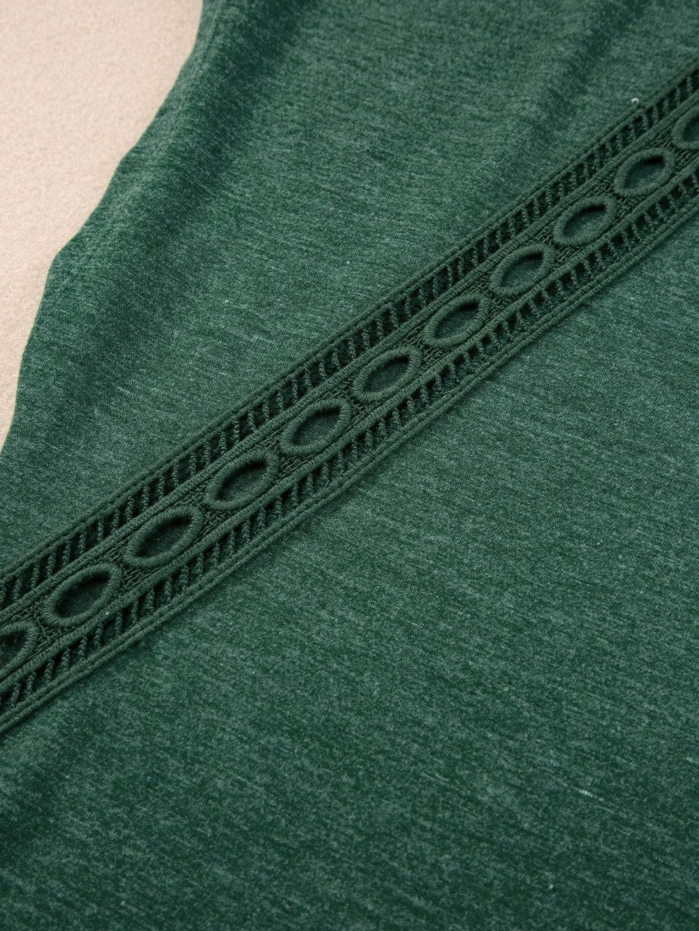 Green Crochet Lace Bat Sleeve Oversized Tee