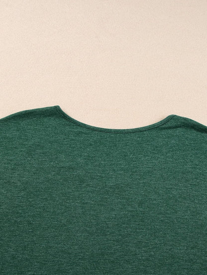 Green Crochet Lace Bat Sleeve Oversized Tee