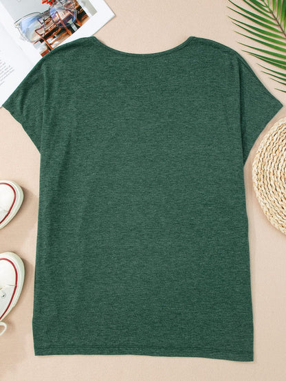 Green Crochet Lace Bat Sleeve Oversized Tee