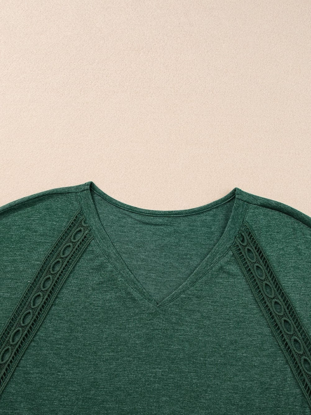 Green Crochet Lace Bat Sleeve Oversized Tee