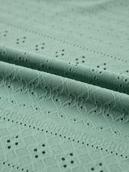 Green Crochet Lace V-Neck Sleeveless Tank Top with Elegant Hollowouts