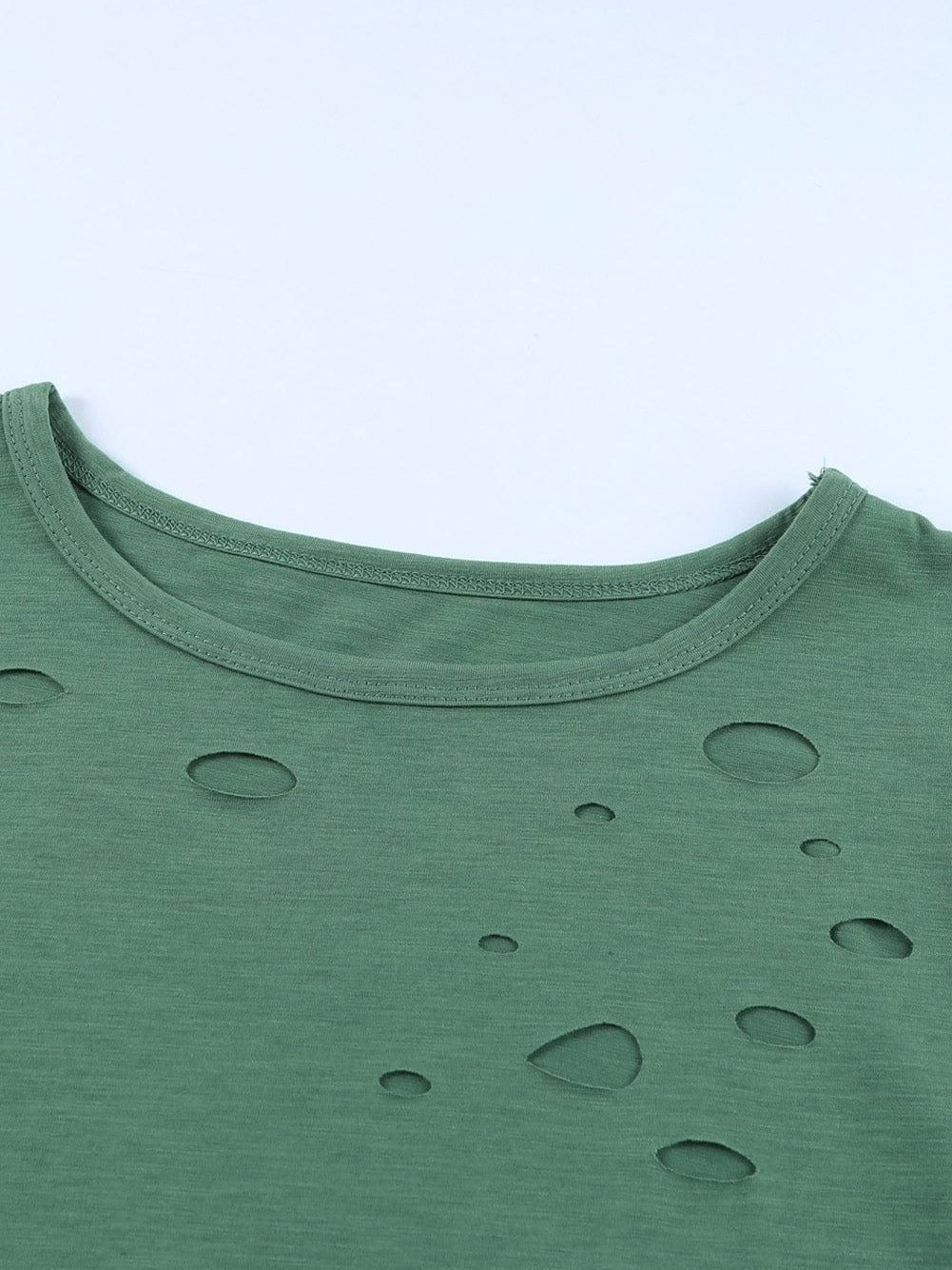 Green Cut-Out Crew Neck Tunic Tee