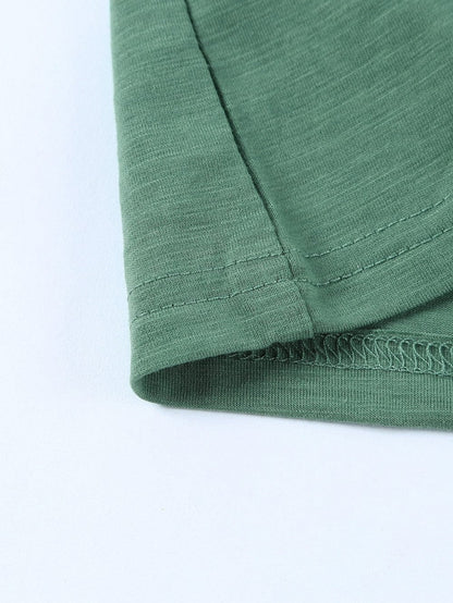 Green Cut-Out Crew Neck Tunic Tee