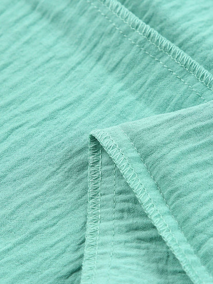 Green Deep V-Neck Sleeveless Jumpsuit with Shirred Waist