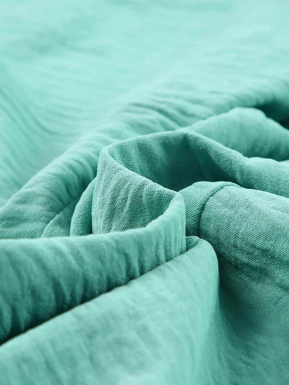 Green Deep V-Neck Sleeveless Jumpsuit with Shirred Waist