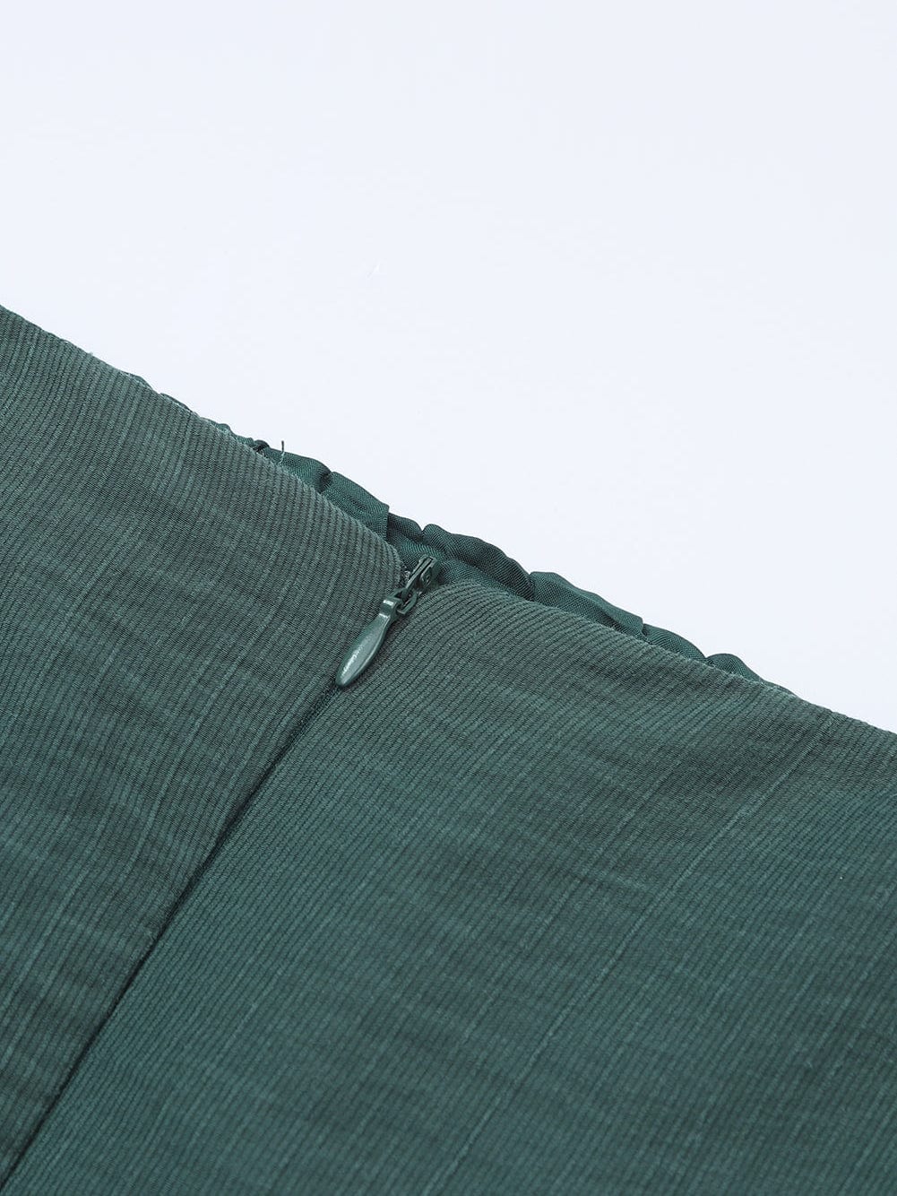 Green Flared Sleeve Mini Dress with Ruched Square Neck