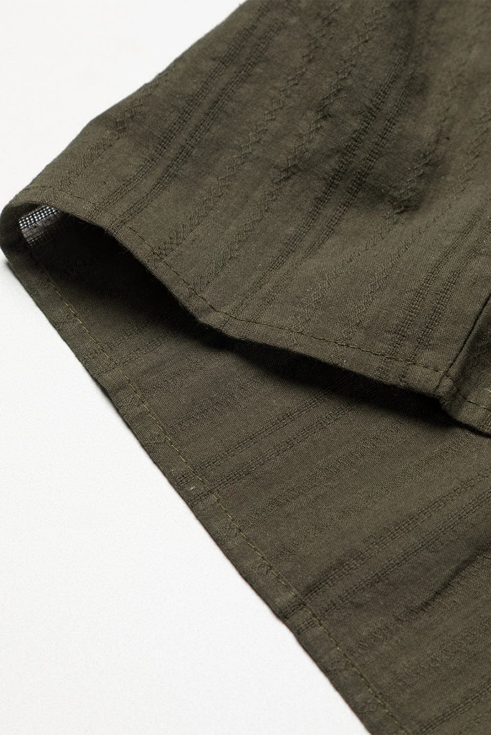 Green Floral Embroidered Bohemian Blouse with Tasseled Neckline