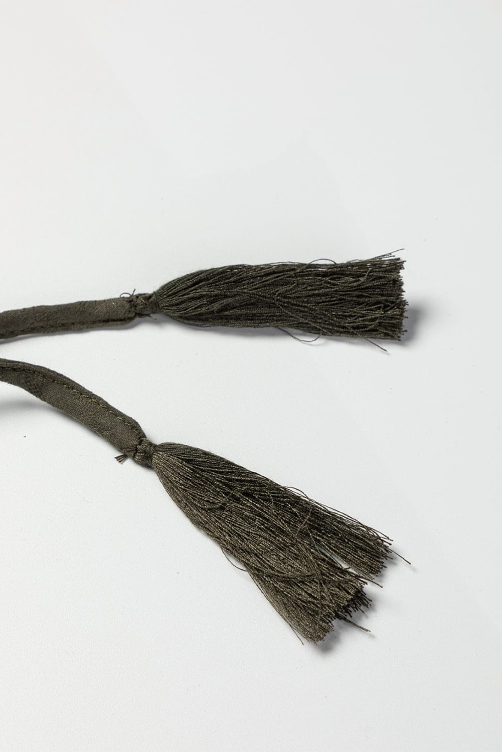 Green Floral Embroidered Bohemian Blouse with Tasseled Neckline