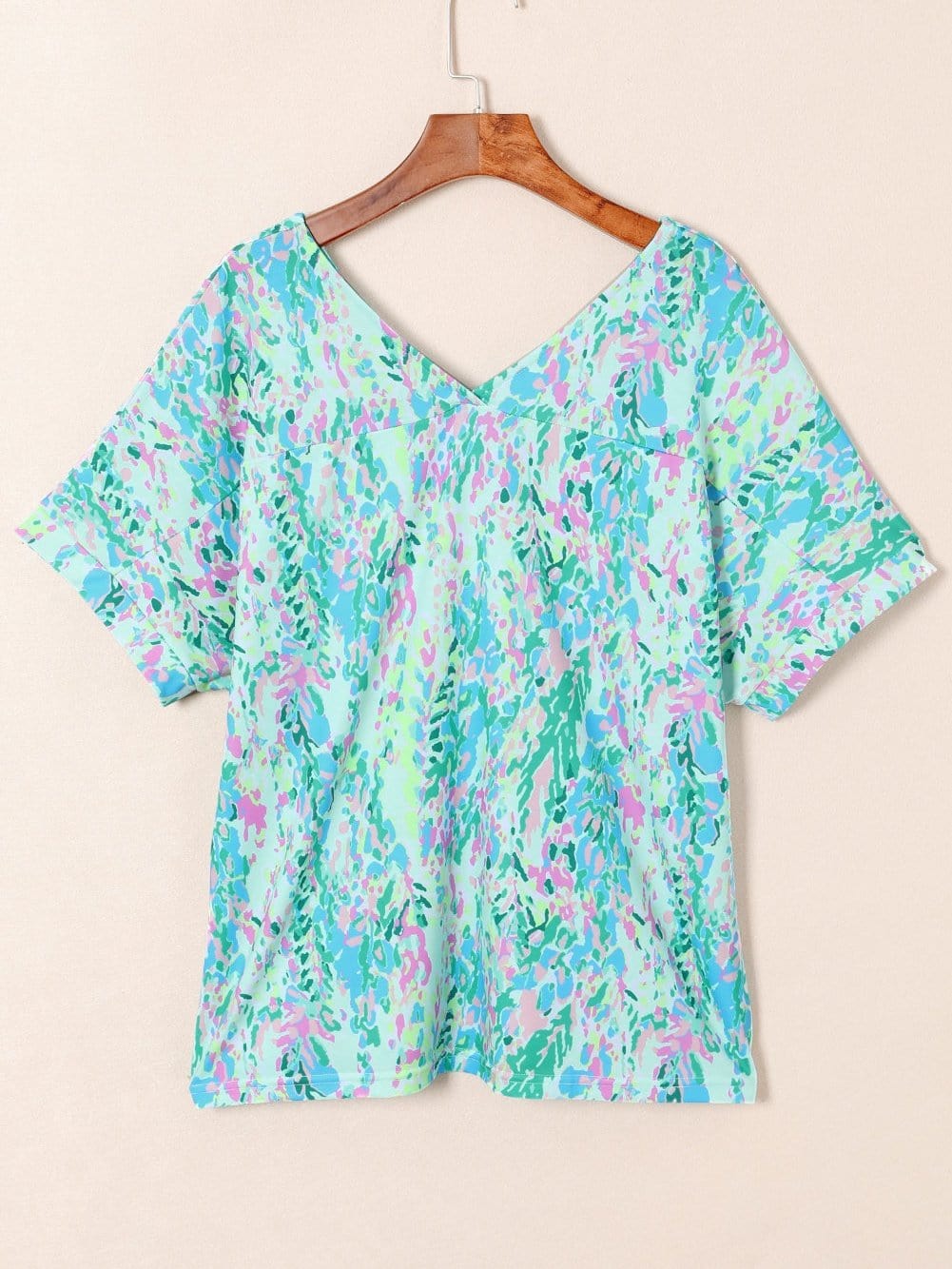 Green Floral Painted Loose Fit Tee