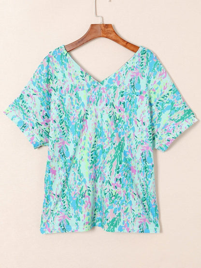Green Floral Painted Loose Fit Tee