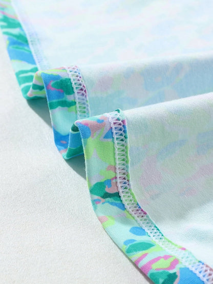 Green Floral Painted Loose Fit Tee