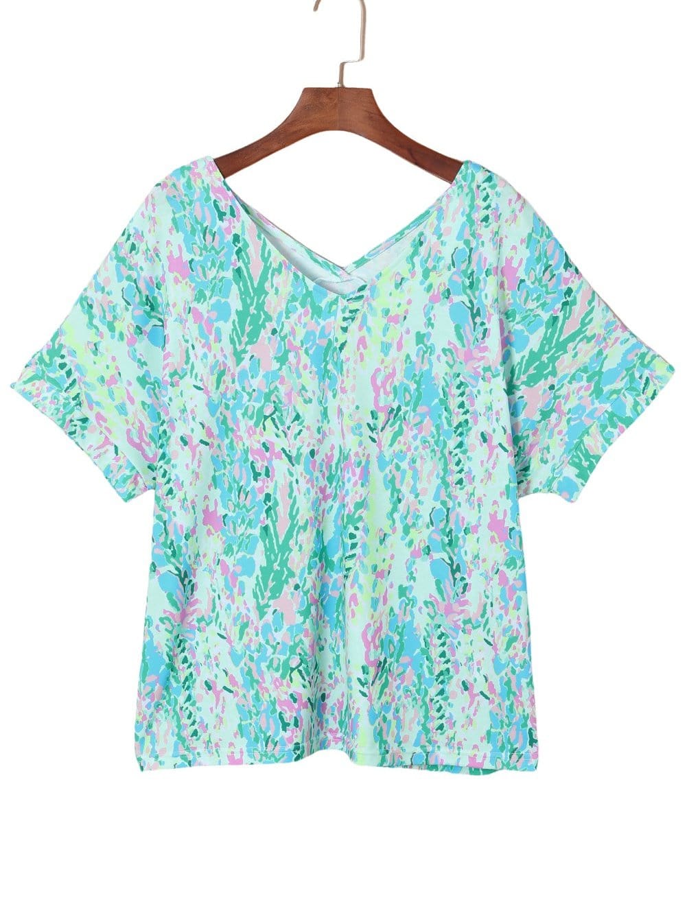 Green Floral Painted Loose Fit Tee