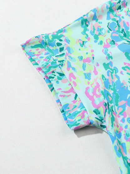 Green Floral Painted Loose Fit Tee