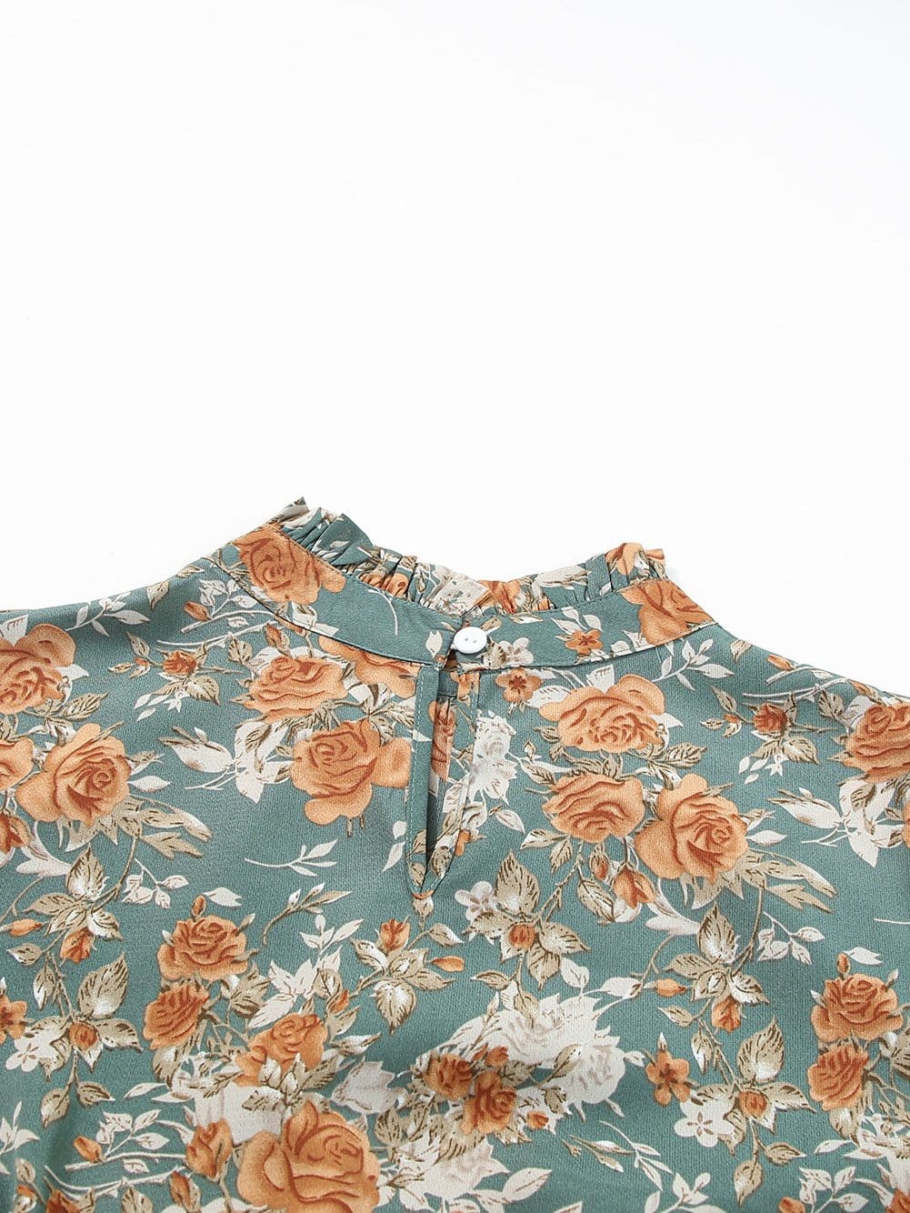 Green Floral Pleated Maxi Dress with Tie - Elegant Long Sleeve Shift Dress