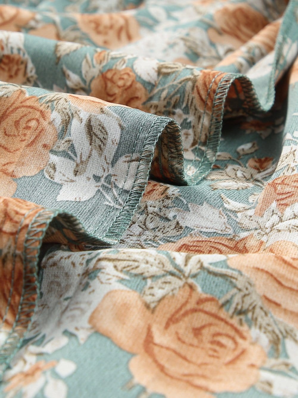 Green Floral Pleated Maxi Dress with Tie - Elegant Long Sleeve Shift Dress