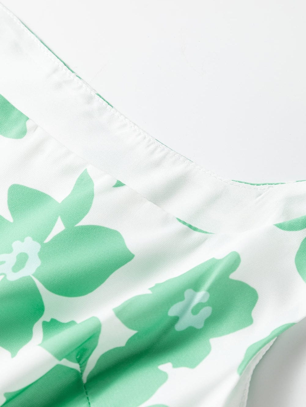 Green Floral Print Knotted Strap Square Neck Romper for Summertime Chic