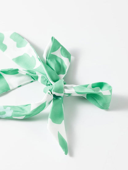 Green Floral Print Knotted Strap Square Neck Romper for Summertime Chic