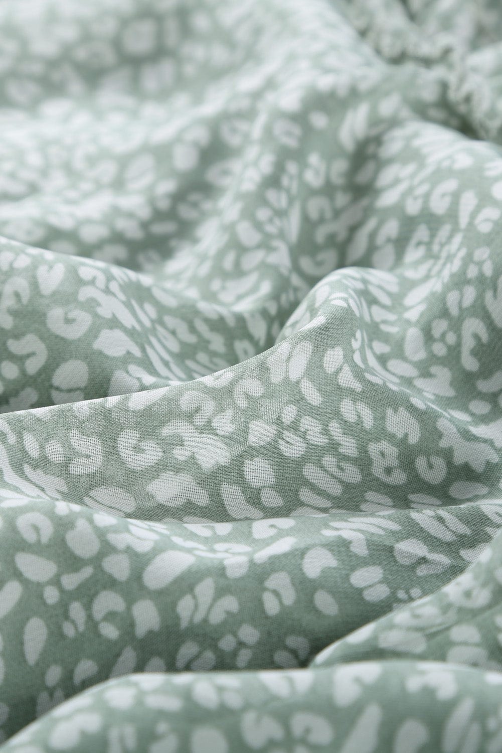 Green Floral Print Ruffle Detail Open Back Boho Dress