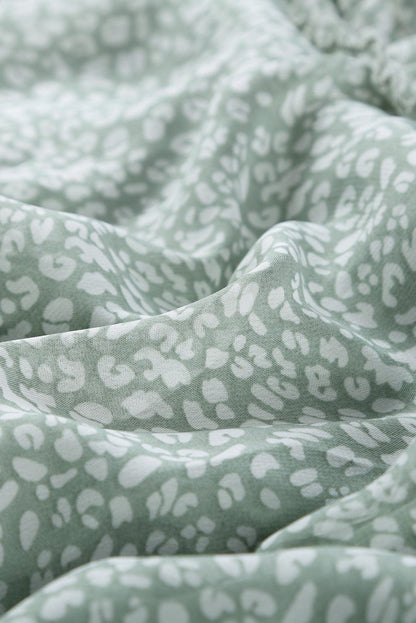 Green Floral Print Ruffle Detail Open Back Boho Dress