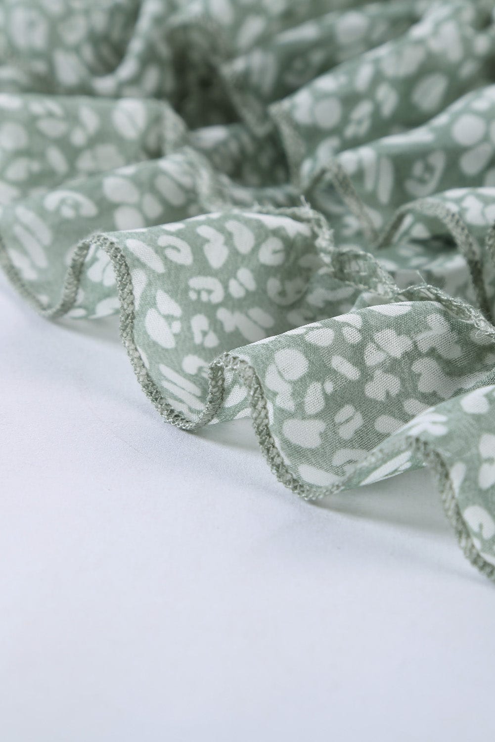 Green Floral Print Ruffle Detail Open Back Boho Dress