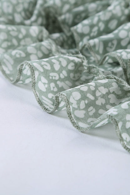 Green Floral Print Ruffle Detail Open Back Boho Dress