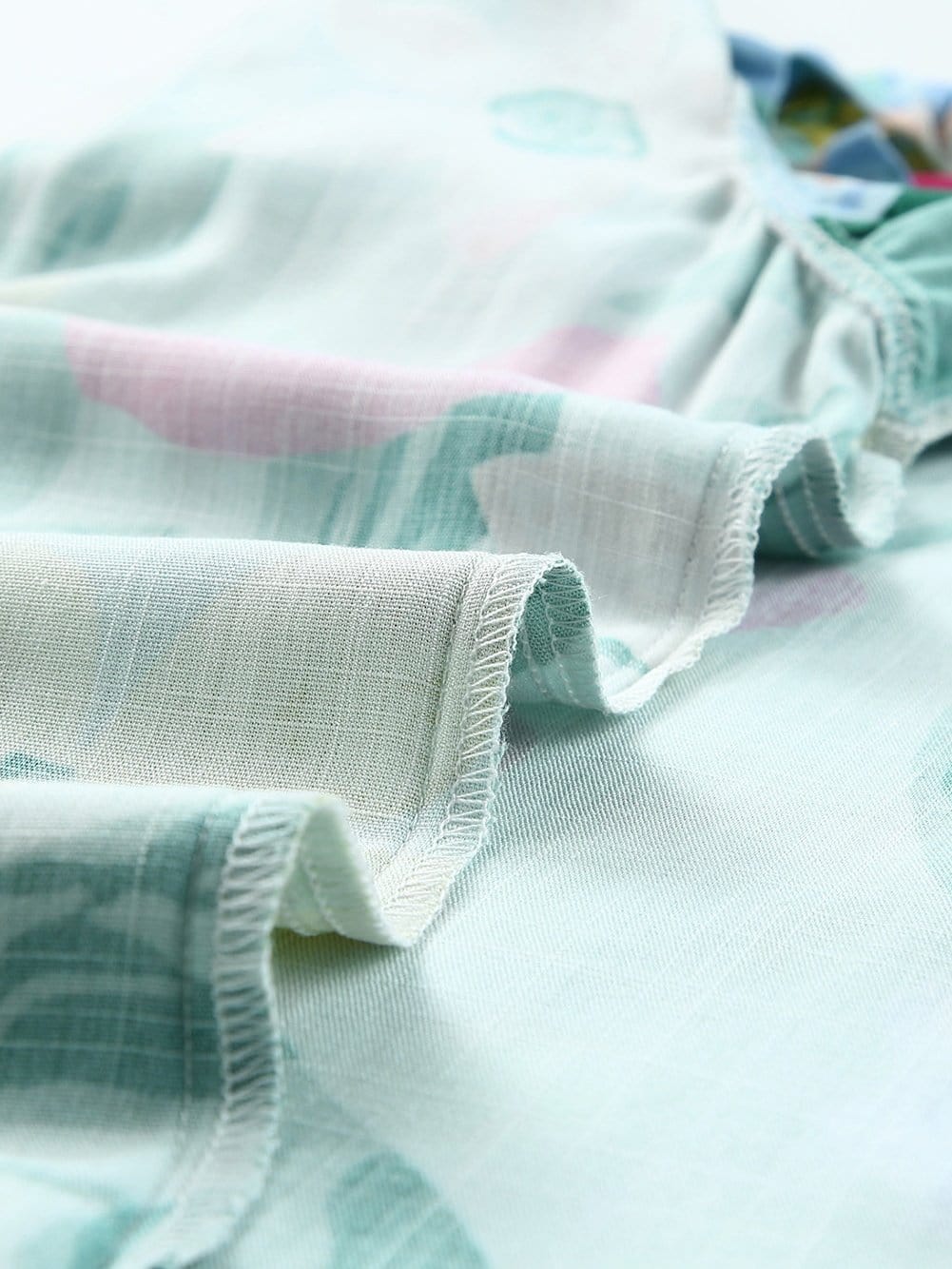 Green Floral Print Sleeveless Ruffle Tank Top