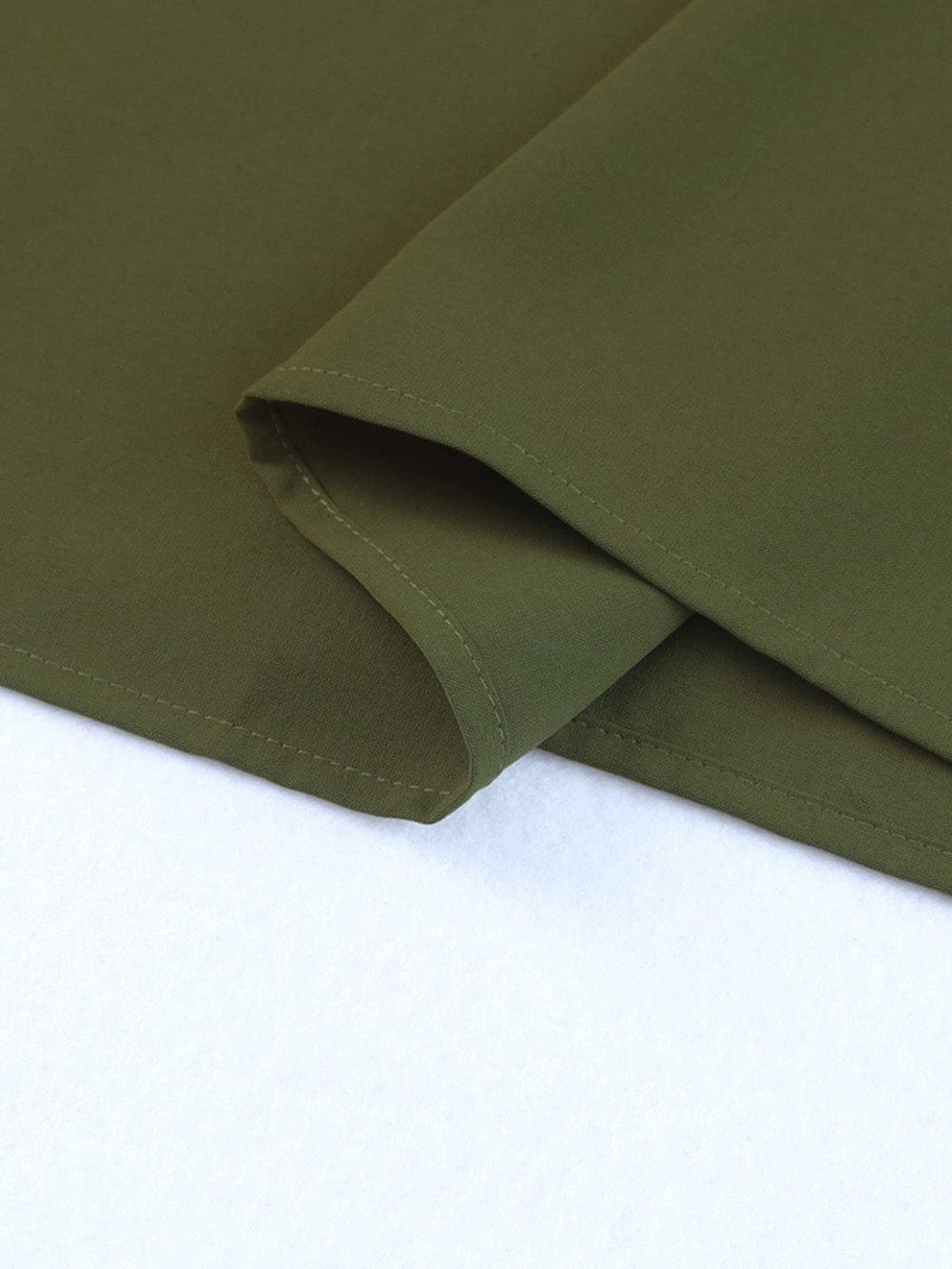 Green Flounced V Neck Shirt Dress with Ruffles