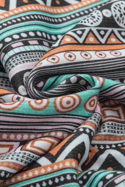 Green Geo Print Square Neck Tank Top for a Stylish Western Look