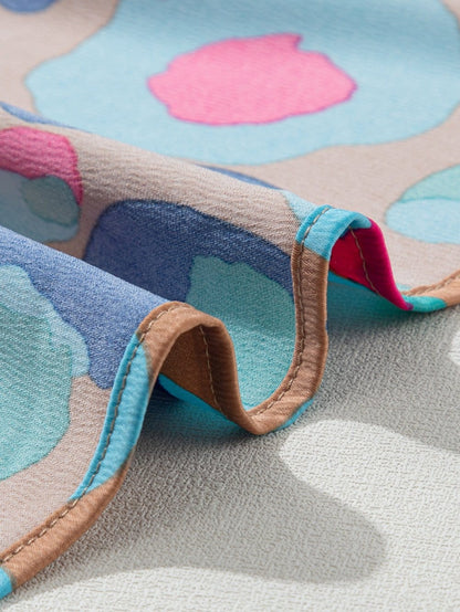 Green Leopard Print Ruffled Mini Dress with Bubble Sleeves