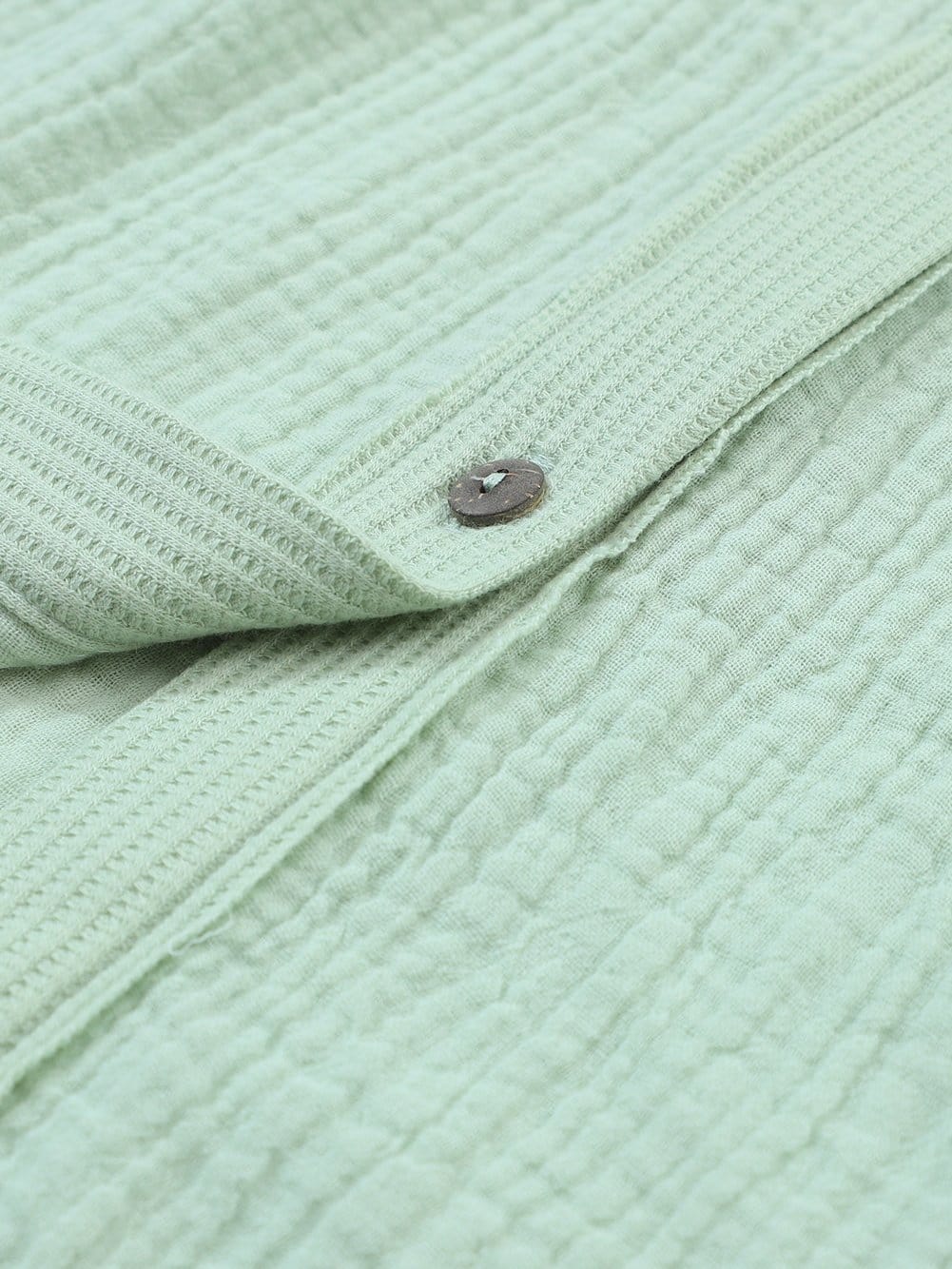 Green Patchwork Crinkle Puff Sleeve Shirt Dress with Eye-catching Design