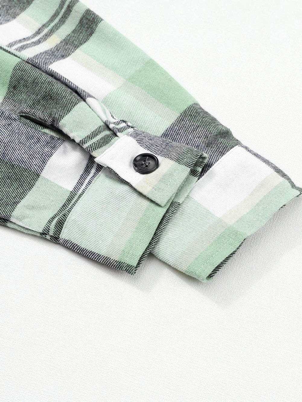 Green Plaid Button-Up Shirt with Chest Pockets