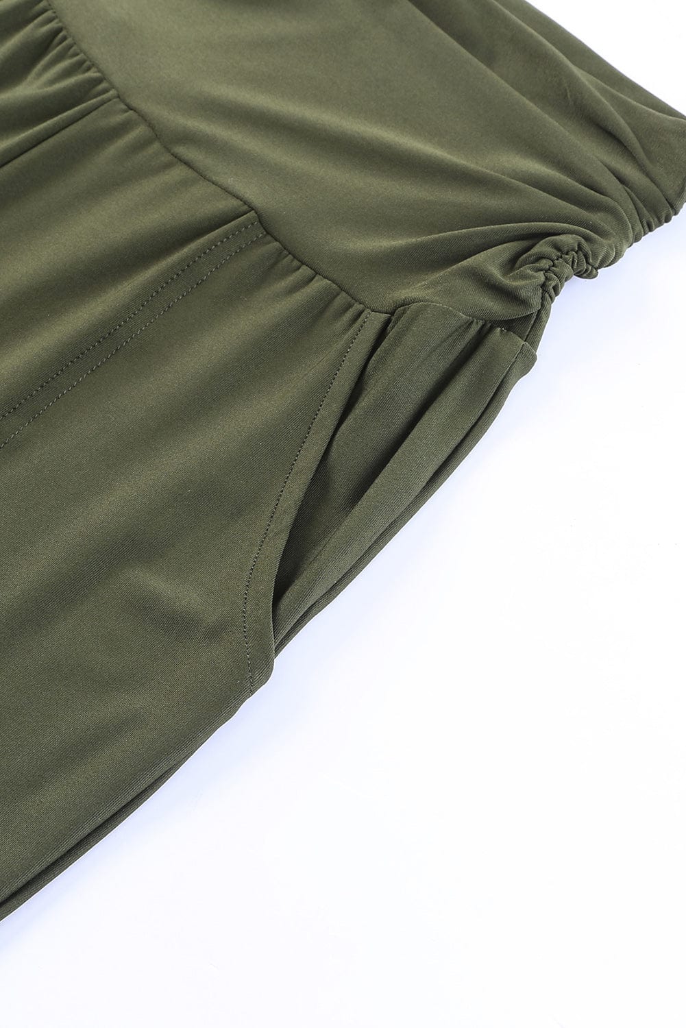 Green Pleated High Waist Leggings with Pockets