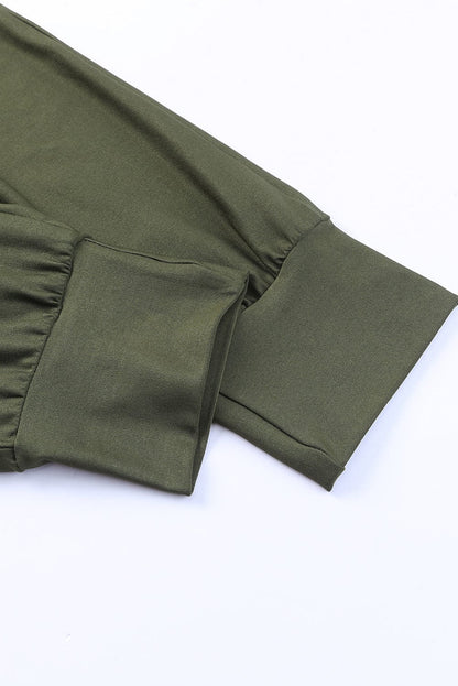 Green Pleated High Waist Leggings with Pockets