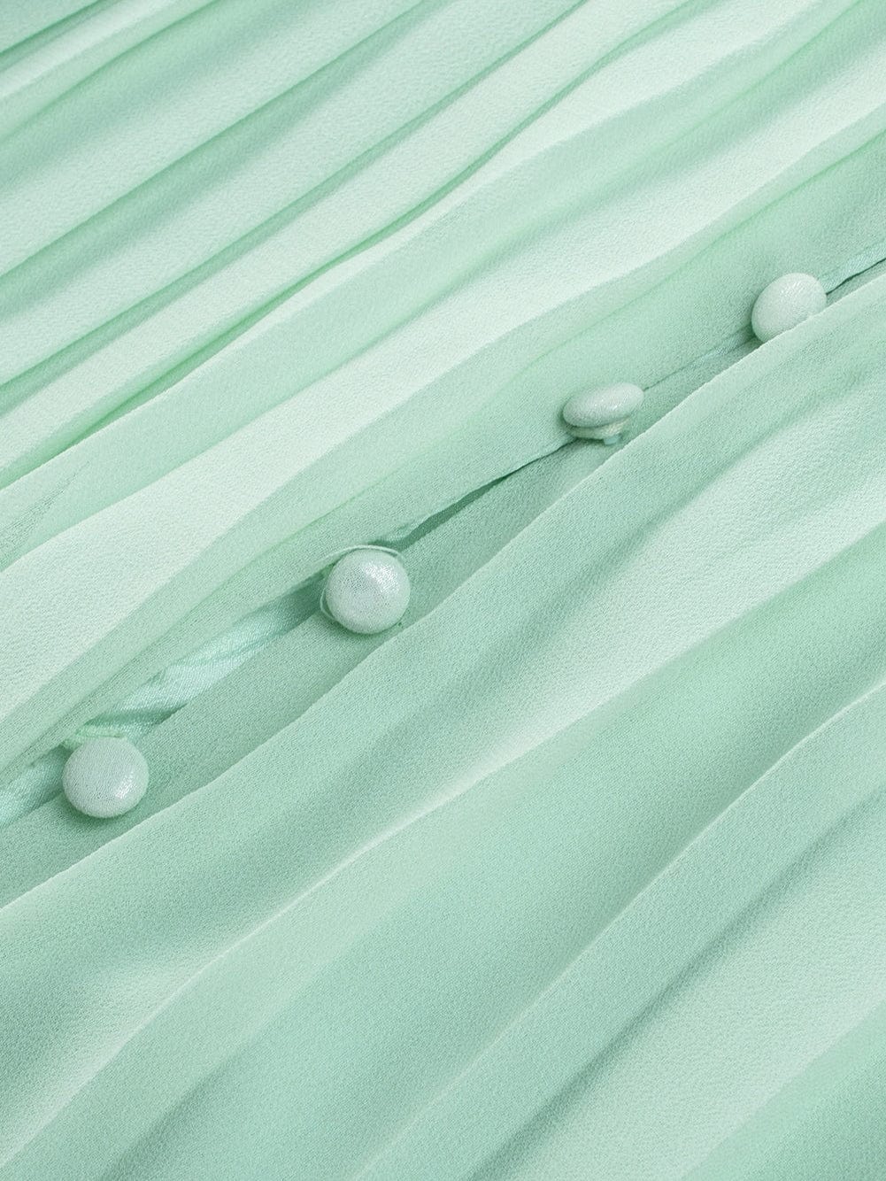 Green Pleated V-Neck Romper with Tie Waist and Ruffled Details