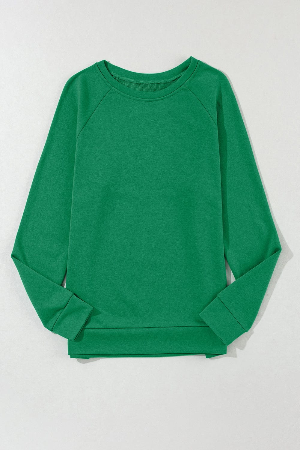Green Raglan Sleeve Sweatshirt with Round Neck