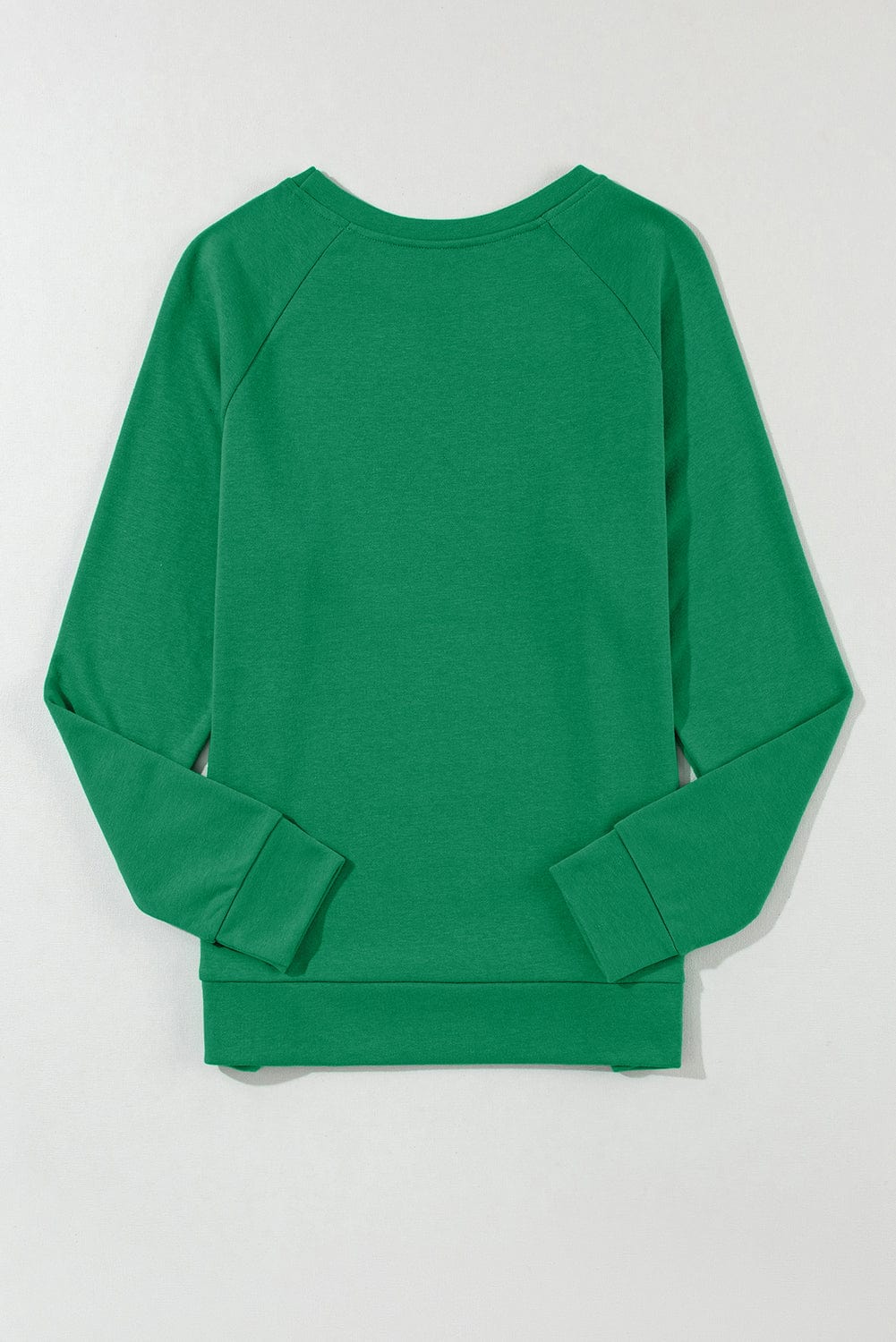 Green Raglan Sleeve Sweatshirt with Round Neck
