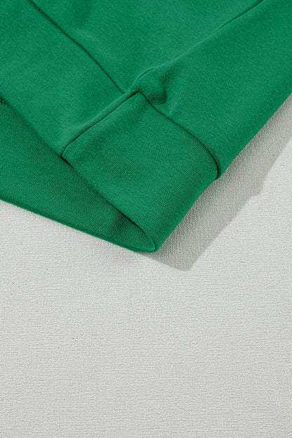 Green Raglan Sleeve Sweatshirt with Round Neck