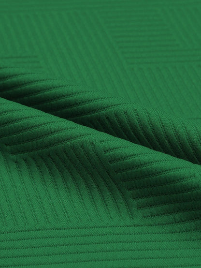 Green Ribbed Casual Two-Piece Set with Loose Fit and Drawstring Waist