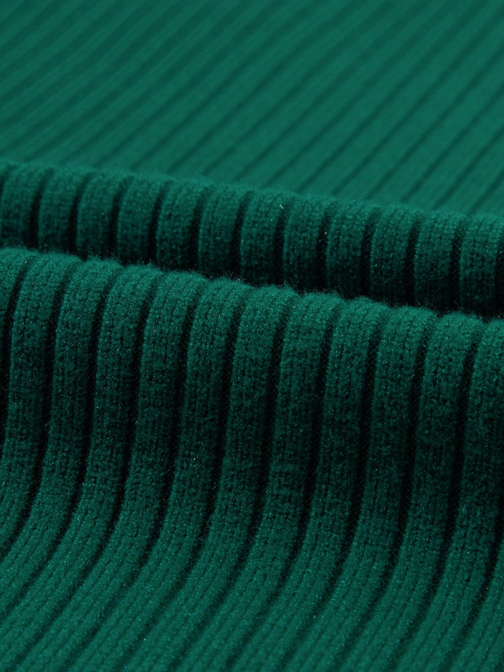 Green Ribbed Knit Short Sleeve Sweater Dress with Patch Pocket