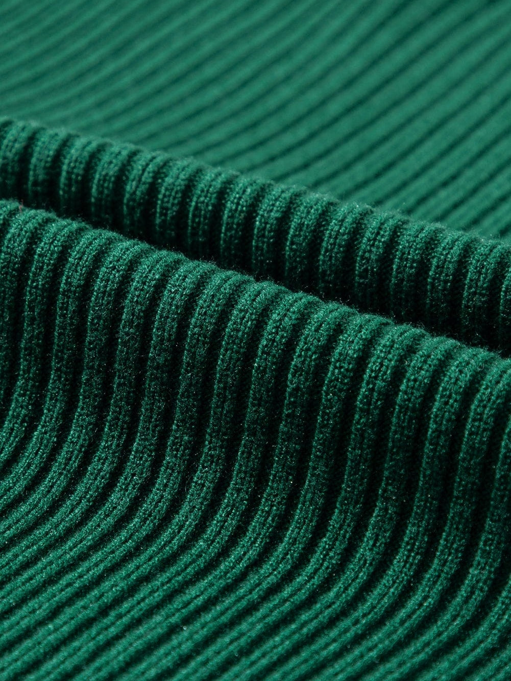 Green Ribbed Knit Short Sleeve Sweater with Patch Pocket