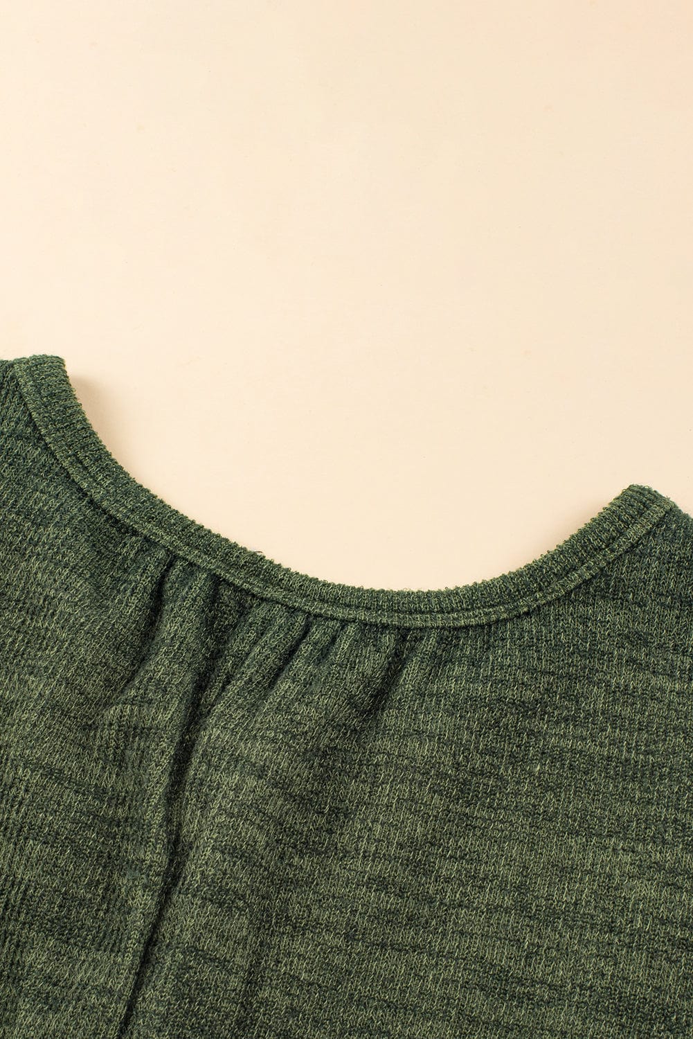 Green Ribbed Textured Wide Leg Jumpsuit with Buttoned Side Pockets