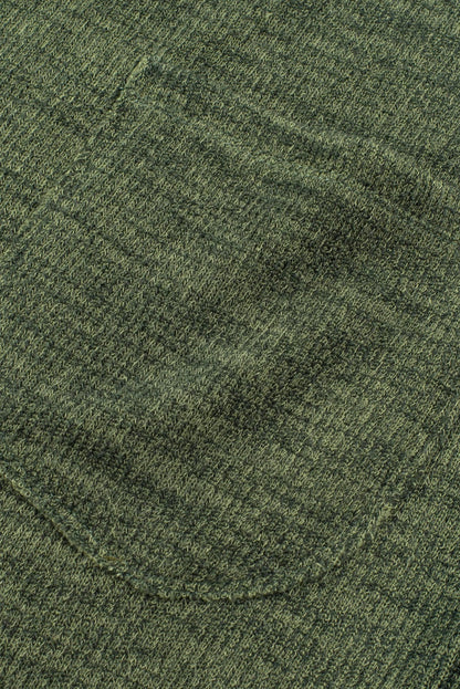 Green Ribbed Textured Wide Leg Jumpsuit with Buttoned Side Pockets