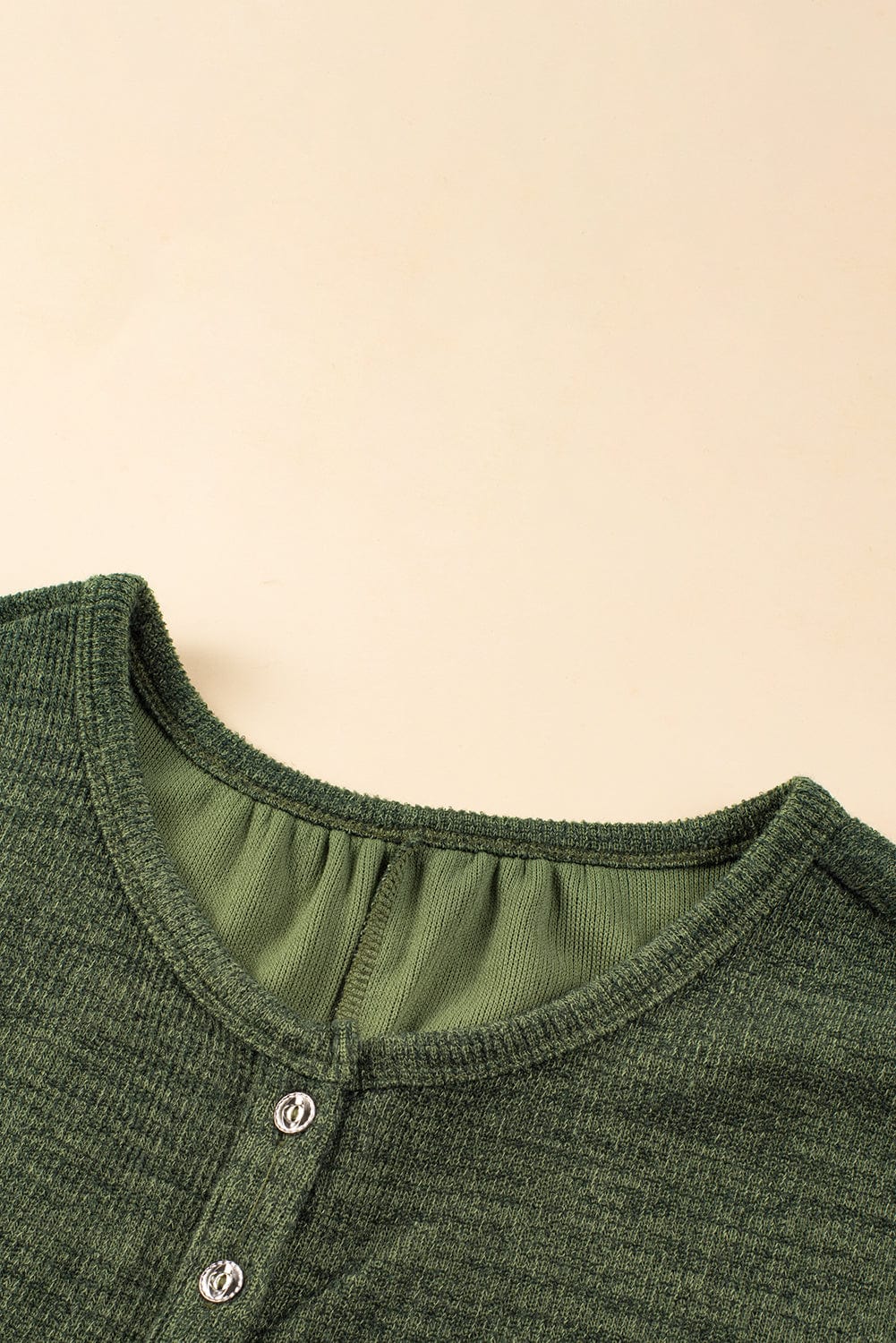 Green Ribbed Textured Wide Leg Jumpsuit with Buttoned Side Pockets